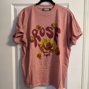 Near NEW Girl Dangerous Graphic T-Shirt with Rose Design- June birth month shirt